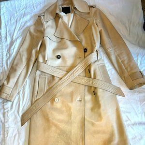 Nappa Leather Trench-style Coat with Belt